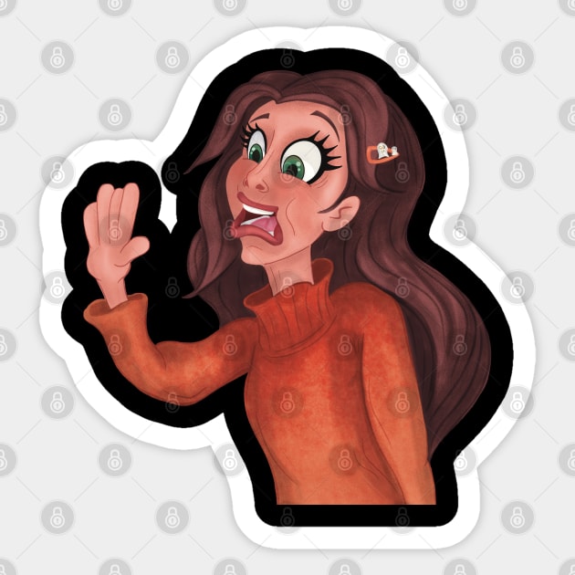 Scared Girl Halloween Spooked Spooky Sticker by foxnwombatco 